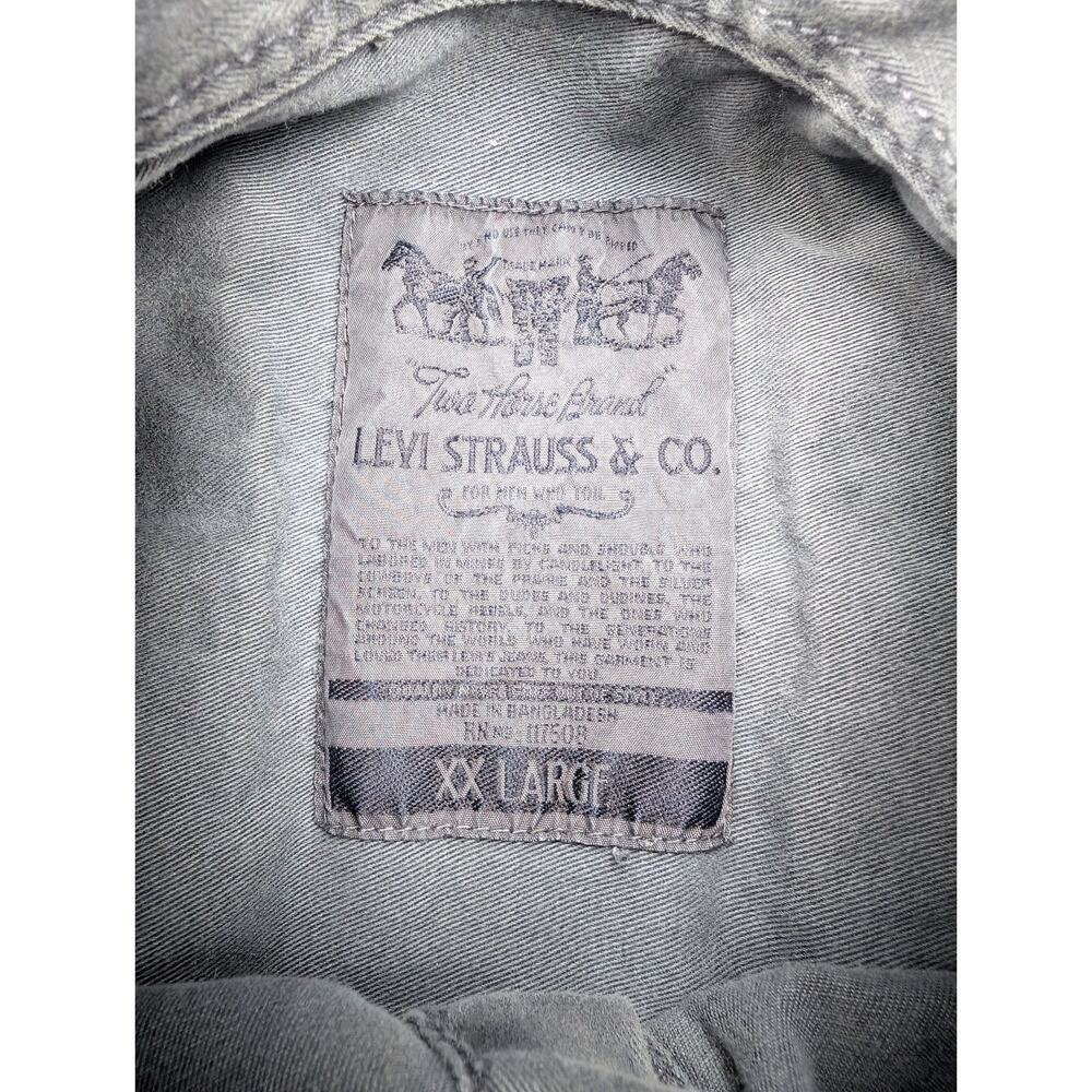 Levis Canvas Button Up Shirt Mens XXL Gray Work Wear Utility Thick Cotton Rugged - Picture 9 of 11